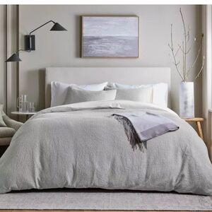 NWOT Quince Organic Luxe Waffle Duvet Cover Set King Light Grey OEKO-TEX (Q15)